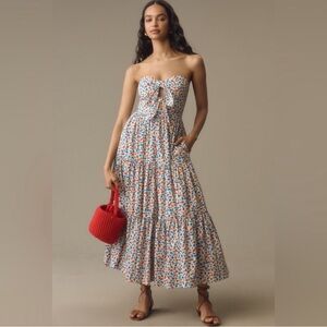 ATSU Cutout Floral Strapless Maxi Dress